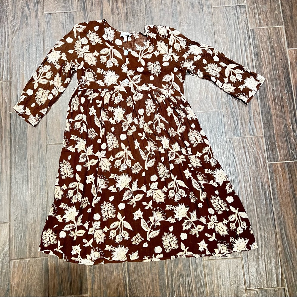 Vintage 90s appointments women’s dress brown floral large pm2
